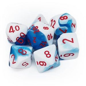 Chessex Gemini Polyhedral 7-Die Set - Astral Blue-White w/red-26457