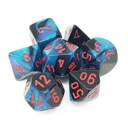 Chessex Gemini Polyhedral 7-Die Set - Black-Starlight w/red-26458