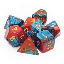 Chessex Gemini Polyhedral 7-Die Set - Red-Teal with gold-26462