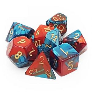 Chessex Gemini Polyhedral 7-Die Set - Red-Teal with gold-26462