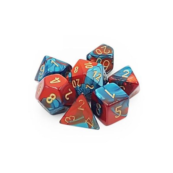 Chessex Gemini Polyhedral 7-Die Set - Red-Teal with gold-26462