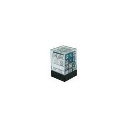 Chessex Gemini 12mm d6 Dice Blocks with pips Dice Blocks (36 Dice) - Steel-Teal w/white-26856