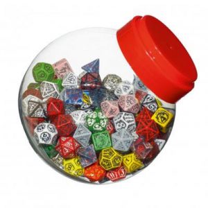 Jar of dice with D4, D6, D8, D10, D12, D20, D100 (150)-JMIX02