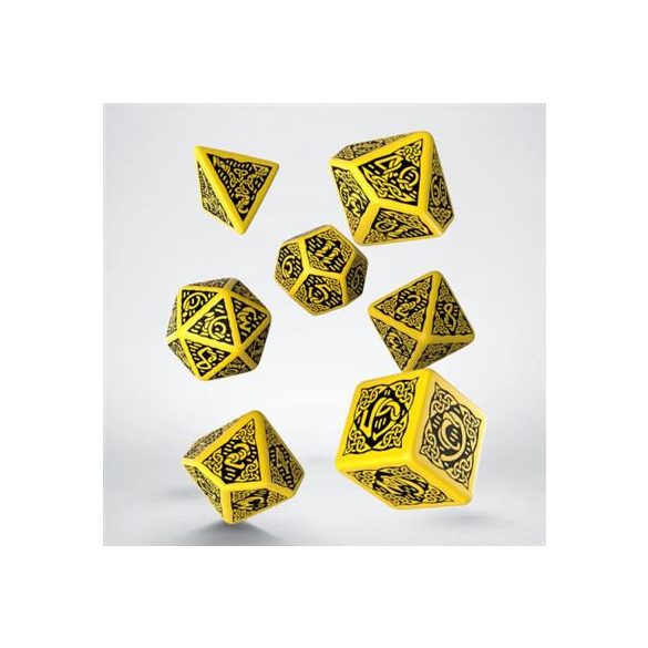 Celtic 3D Revised Yellow & black Dice Set (7)-SCER08