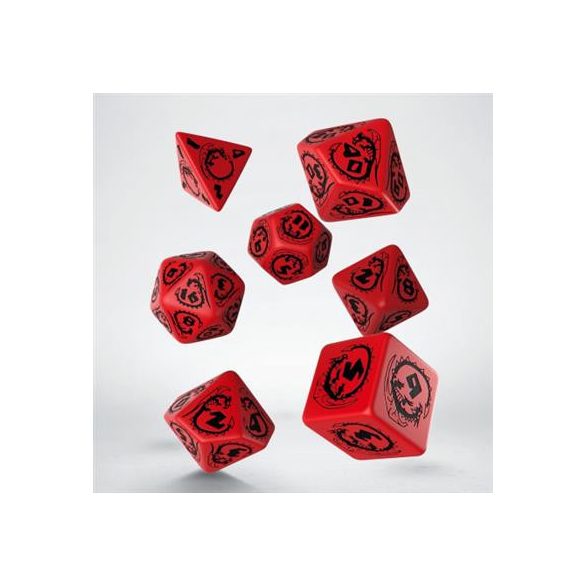 Dragons Red & black Dice Set (7)-SDRA04