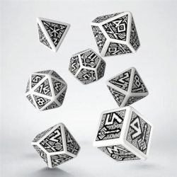 Dwarven White & black Dice Set (7)-SDWA02