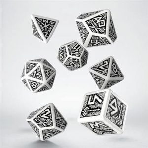 Dwarven White & black Dice Set (7)-SDWA02