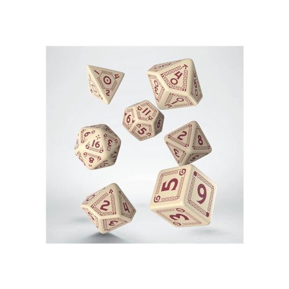 RuneQuest Beige & burgundy Dice Set (7)-SRQU02