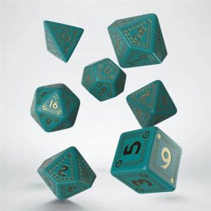 RuneQuest Turquoise & gold Dice Set (7)-SRQU03