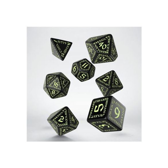 Runic Black & glow-in-the-dark Dice Set (7)-SRUN03