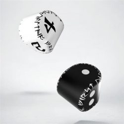 D2&D4 Runic Dice: 1x Black&white D2 + 1x White&black D4 (2)-24ERU05