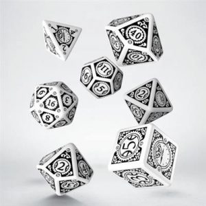 Steampunk Clockwork White & black Dice Set (7)-SSTC02