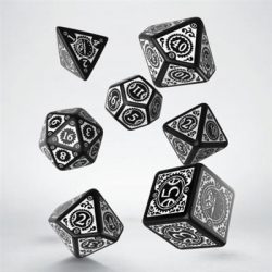 Steampunk Clockwork Black & white Dice Set (7)-SSTC01