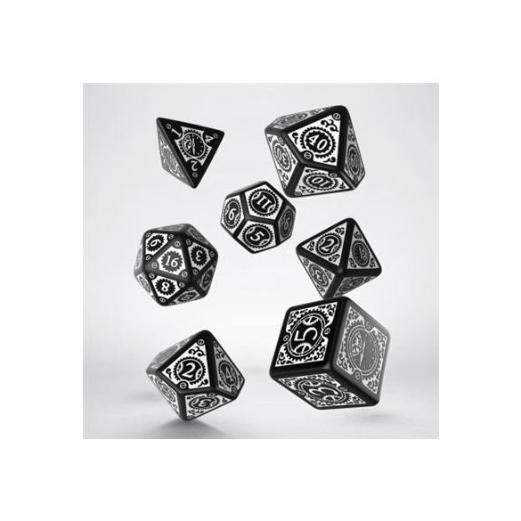 Steampunk Clockwork Black & white Dice Set (7)-SSTC01