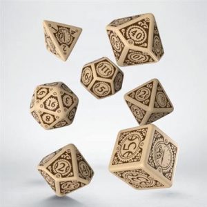 Steampunk Clockwork Beige & brown Dice Set (7)-SSTC04