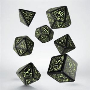 Steampunk Black & glow-in-the-dark Dice Set (7)-SSTE05