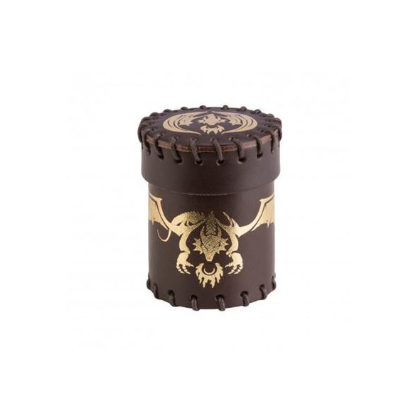 Flying Dragon Brown & golden Leather Dice Cup-CFDR102