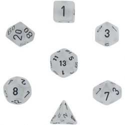Chessex Frosted 7-Die Set - Clear w/black-27401
