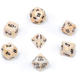 Chessex Marble 7-Die Set - Ivory w/black-27402