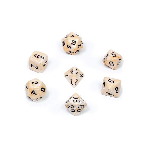 Chessex Marble 7-Die Set - Ivory w/black-27402