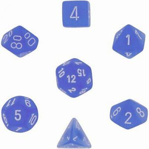 Chessex Frosted 7-Die Set - Blue w/white-27406