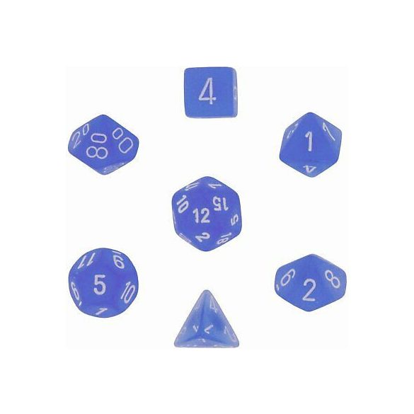 Chessex Frosted 7-Die Set - Blue w/white-27406