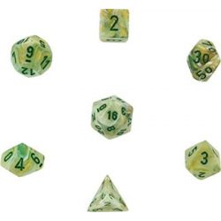 Chessex Marble 7-Die Set - Green w/dark green-27409