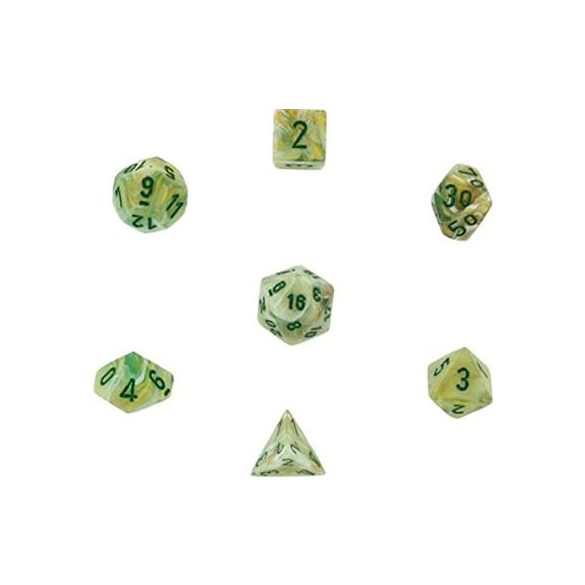 Chessex Marble 7-Die Set - Green w/dark green-27409