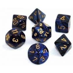 Chessex Scarab 7-Die Set - Royal Blue w/gold-27427