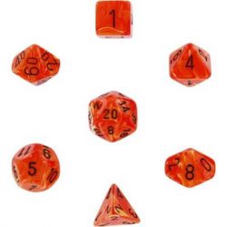 Chessex Vortex 7-Die Set - Orange w/black-27433