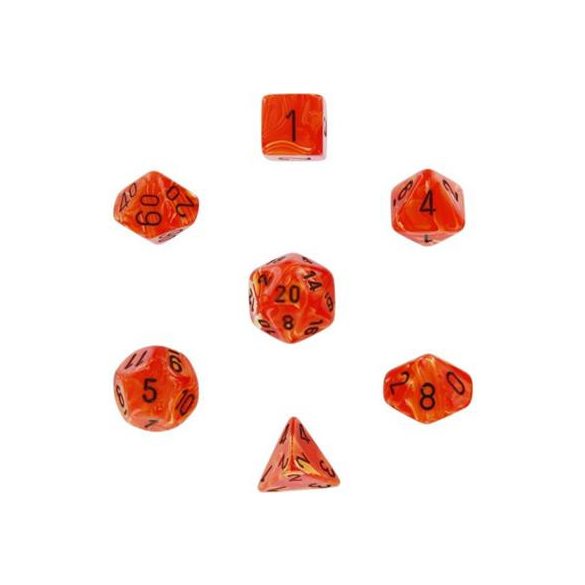 Chessex Vortex 7-Die Set - Orange w/black-27433