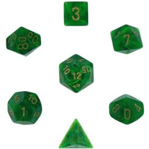Chessex Vortex 7-Die Set - Green w/gold-27435