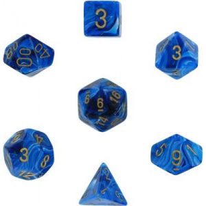 Chessex Vortex 7-Die Set - Blue w/gold-27436