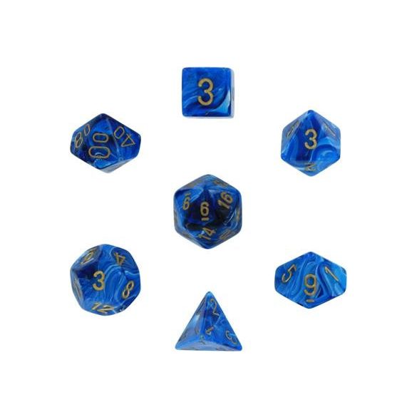 Chessex Vortex 7-Die Set - Blue w/gold-27436