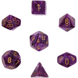 Chessex Vortex 7-Die Set - Purple w/gold-27437