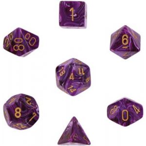 Chessex Vortex 7-Die Set - Purple w/gold-27437