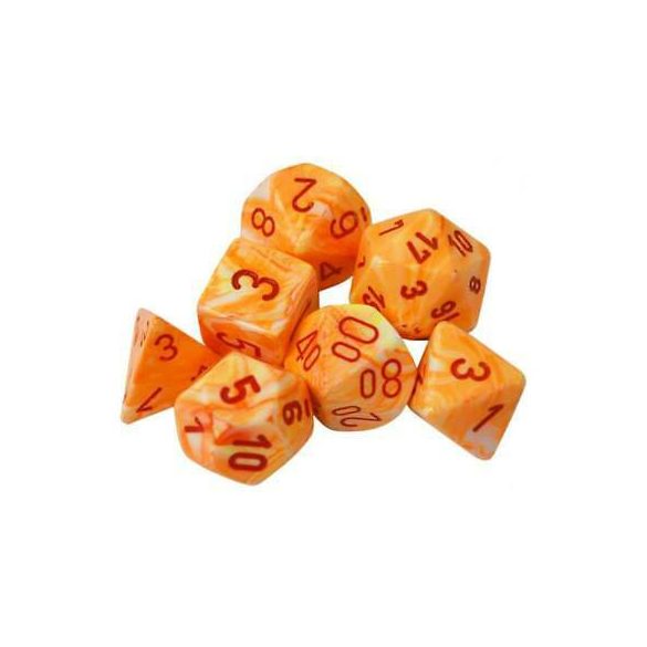 Chessex Festive Polyhedral 7-Die Set - Sunburst w/red-27453