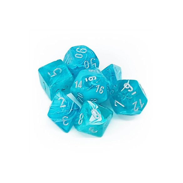 Chessex Circus 7-Die Set - Aqua w/silver-27465