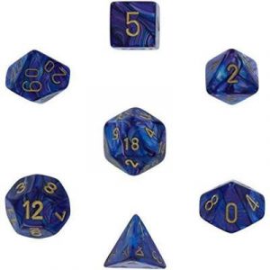 Chessex Lustrous 7-Die Set - Purple w/gold-27497