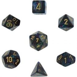 Chessex Lustrous 7-Die Set - Shadow w/gold-27499