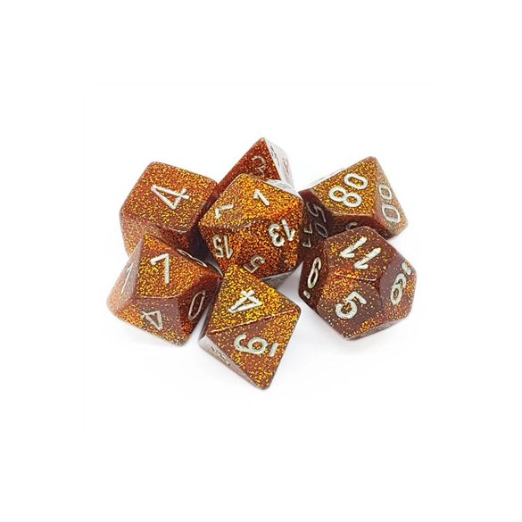 Chessex Glitter Polyhedral 7-Die Set - Gold w/silver-27503