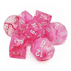 Chessex Ghostly Glow 7-Die Set - Pink w/silver-27524