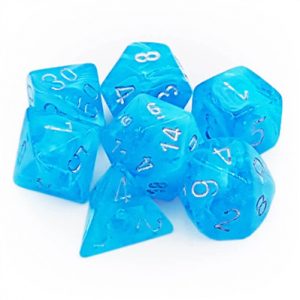 Chessex Luminary Polyhedral 7-Die Set - Sky w/silver-27566