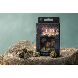 Runic Bottle-green & gold Dice Set (7)-SRUN05