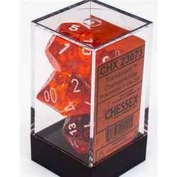 Chessex Translucent Polyhedral 7-Die Set - Orange/white-23073