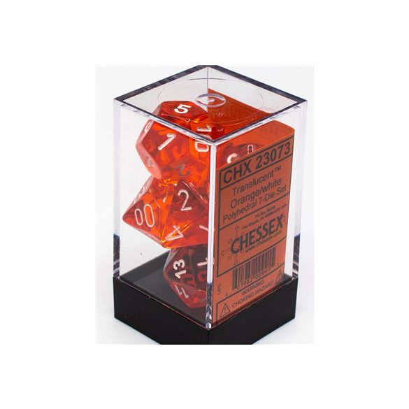 Chessex Translucent Polyhedral 7-Die Set - Orange/white-23073