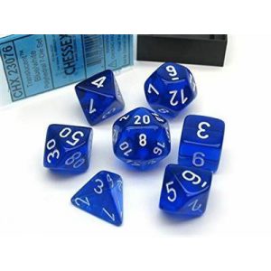 Chessex Translucent Polyhedral 7-Die Set - Blue/white-23076