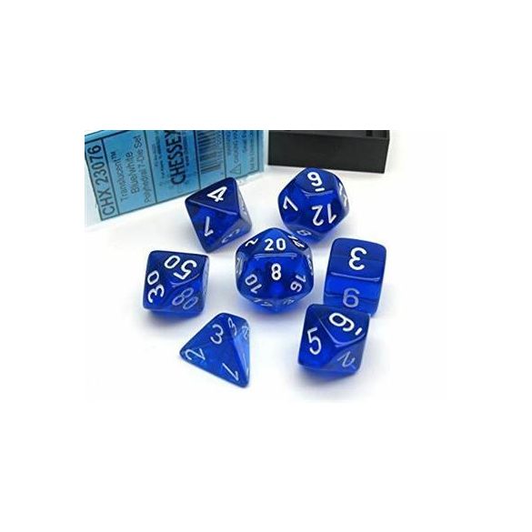 Chessex Translucent Polyhedral 7-Die Set - Blue/white-23076