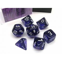 Chessex Translucent Polyhedral 7-Die Set - Purple/white-23077