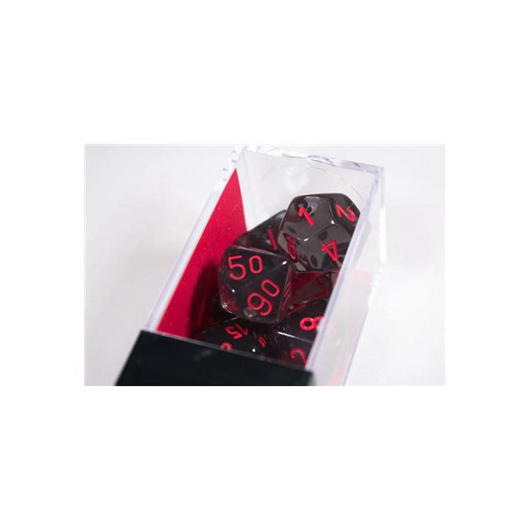 Chessex Translucent Polyhedral 7-Die Set - Smoke/red-23088